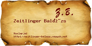 Zeitlinger Balázs névjegykártya